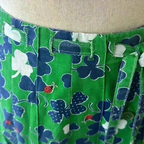 Royal Stuart | Vintage 70’s Midi Skirt w/Clovers & Ladybugs, Pin-tucked Stripes - Picture 4 of 8